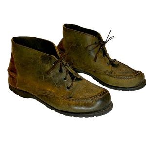 Vintage Timberland early 1980s leather boots olive green size 5 medium